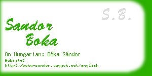 sandor boka business card